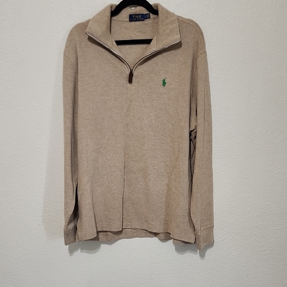 Polo by Ralph Lauren Green and Tan V-Neck Sweater